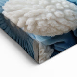 Marine Plants Art: Intricate Blue & White Coral Botanical Wall Decor Canvas