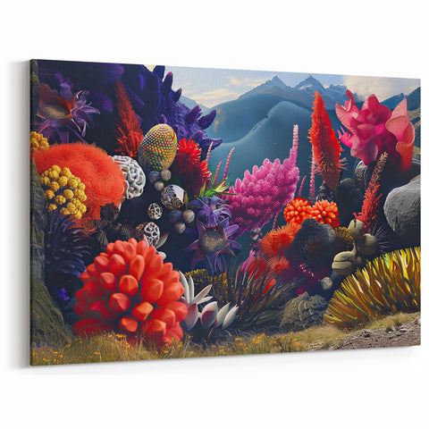 Marine Plants Art: Vibrant Coral Reef Flora with Scenic Landscape Wall Decor
