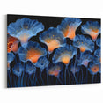 Marine Plants Art: Glowing Blue & Orange Coral-Inspired Wall Decor Canvas