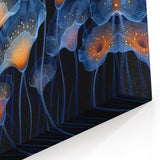 Marine Plants Art: Glowing Blue & Orange Coral-Inspired Wall Decor Canvas