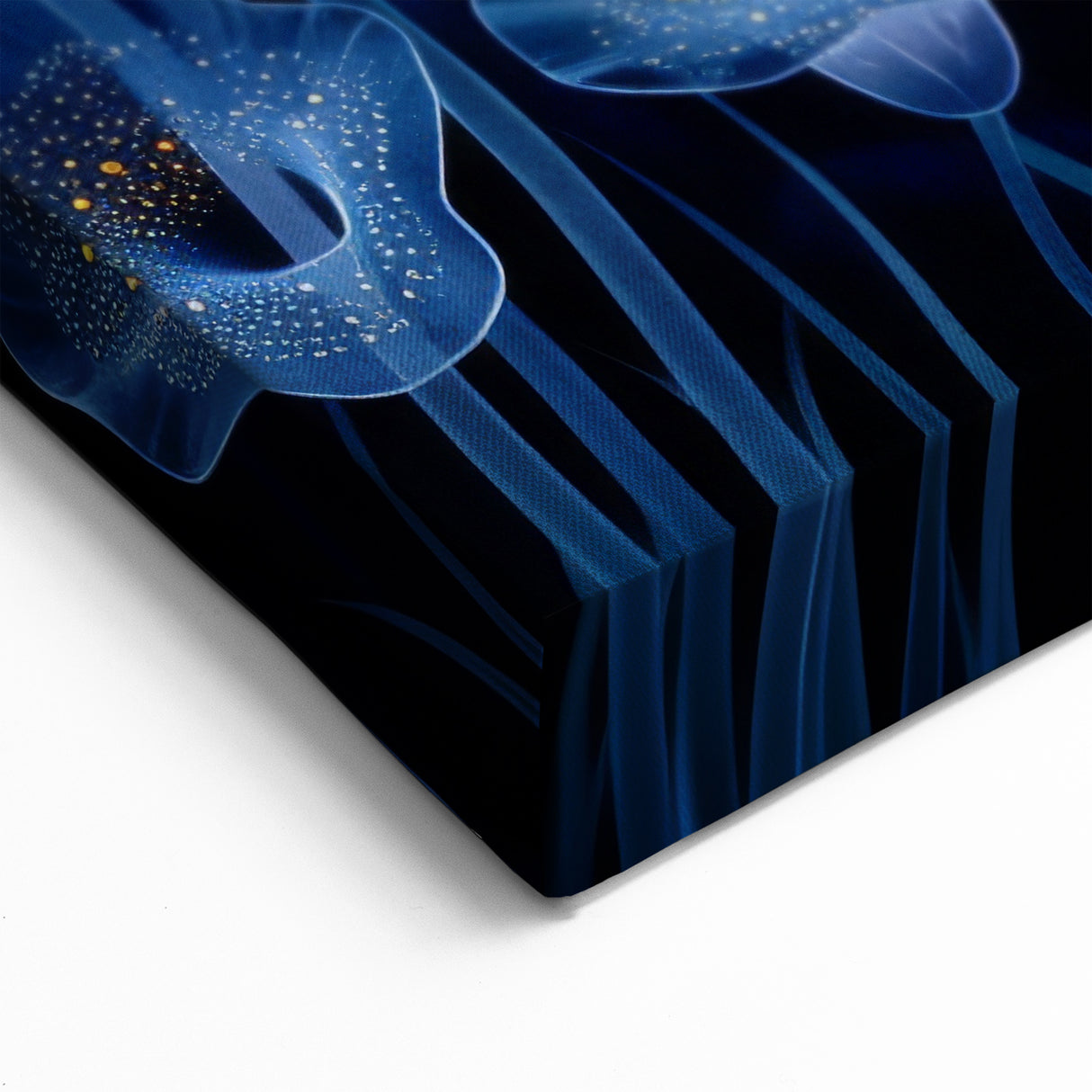 Marine Plants Art: Glowing Blue & Orange Coral-Inspired Wall Decor Canvas