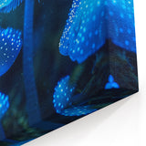 Marine Plants Art: Glowing Blue Jellyfish-Like Flora Wall Decor Canvas