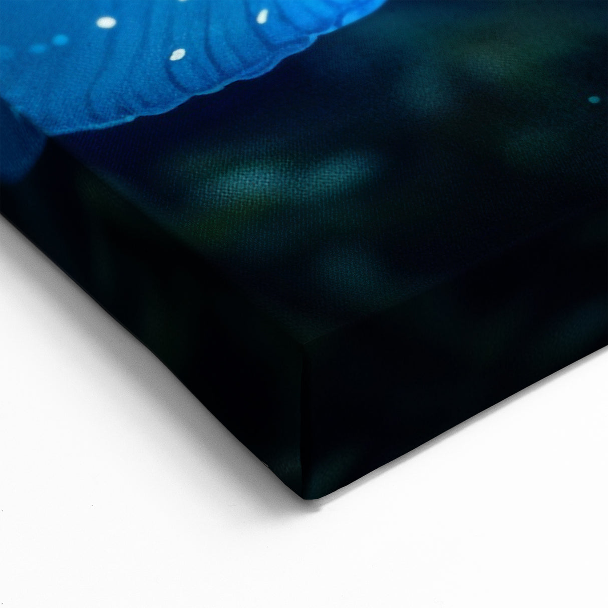 Marine Plants Art: Glowing Blue Jellyfish-Like Flora Wall Decor Canvas