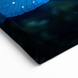 Marine Plants Art: Glowing Blue Jellyfish-Like Flora Wall Decor Canvas