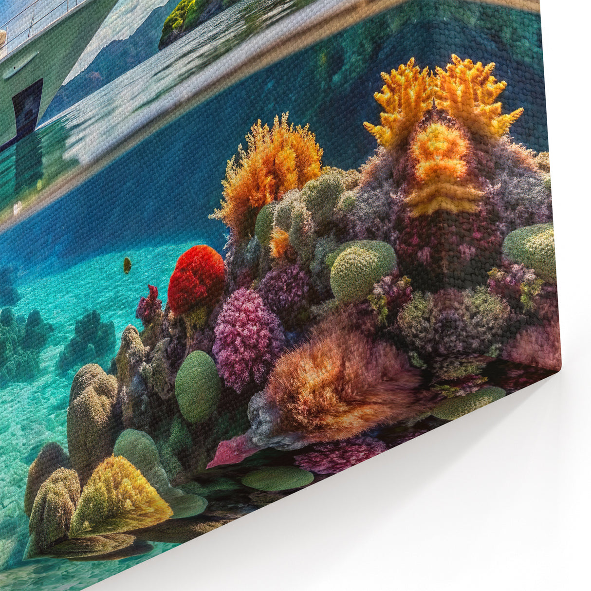 Luxury Yacht and Coral Reef in Seychelles - Ocean Paradise Art Print