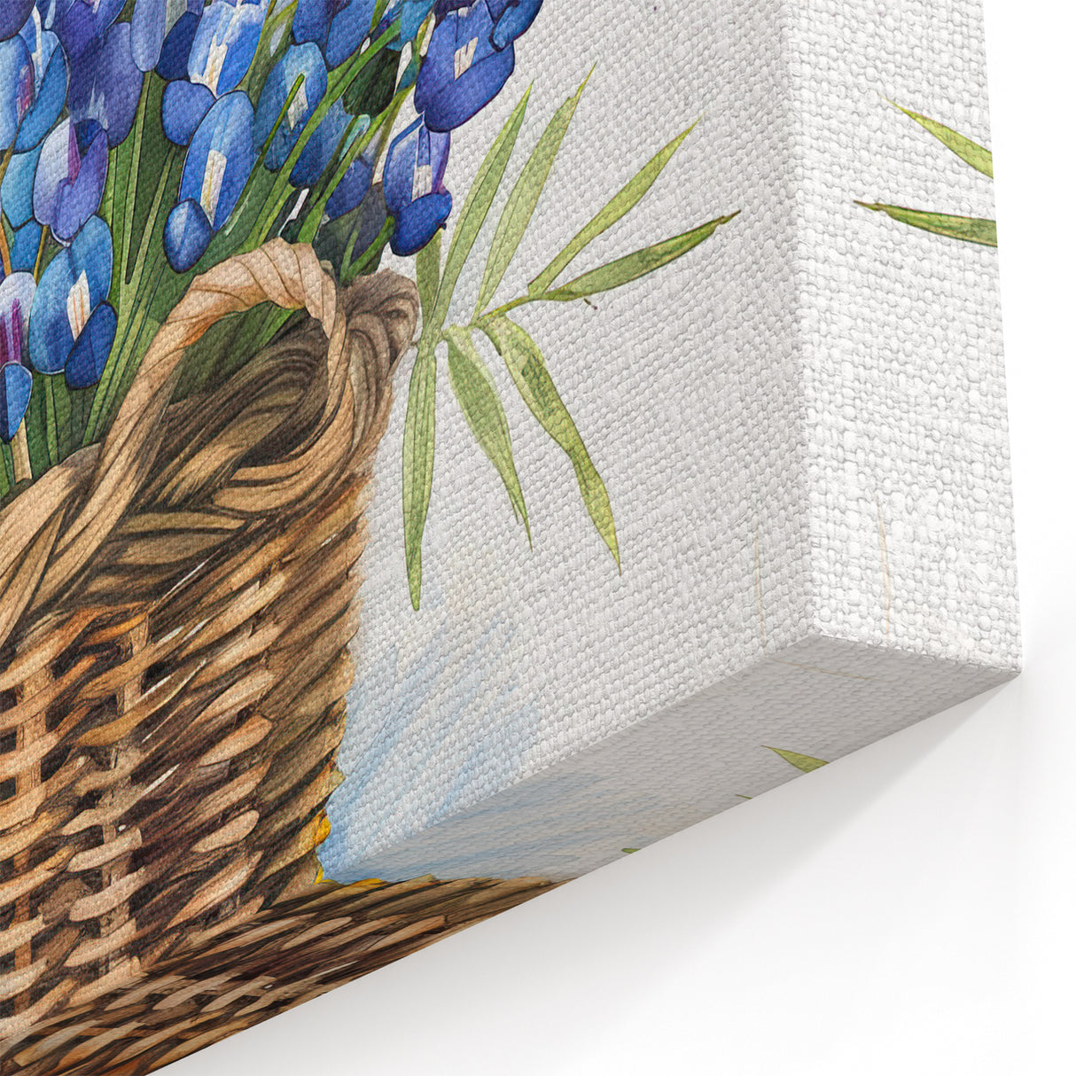 Bluebonnet Basket Watercolor Print - Elegant Texas Wildflower Wall Art