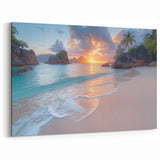 Serene Seychelles Sunset Beach - Tropical Island Canvas Art Print