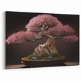 Elegant Pink Bonsai Tree Wall Art - Japanese Zen-Inspired Canvas Decor