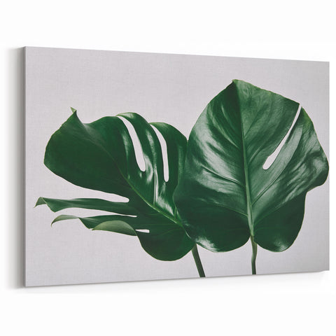 Monstera Leaf Wall Art - Botanical Canvas Print for Modern Tropical Decor