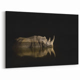 South African Wildlife Art - Majestic Rhino at Night in Low Light