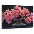 Vibrant Pink Blossom Bonsai Tree Wall Art - Zen-Inspired Canvas Decor