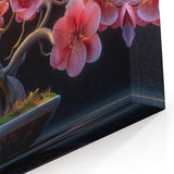 Vibrant Pink Blossom Bonsai Tree Wall Art - Zen-Inspired Canvas Decor