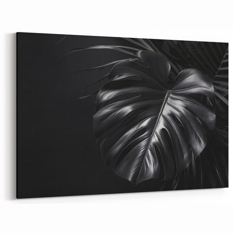 Modern Monochrome Monstera Leaf Wall Art - Minimalist Botanical Decor