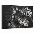 Black Monstera Leaf Wall Art - Minimalist Botanical Decor for Modern Spaces