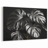 Black Monstera Leaf Wall Art - Minimalist Botanical Decor for Modern Spaces