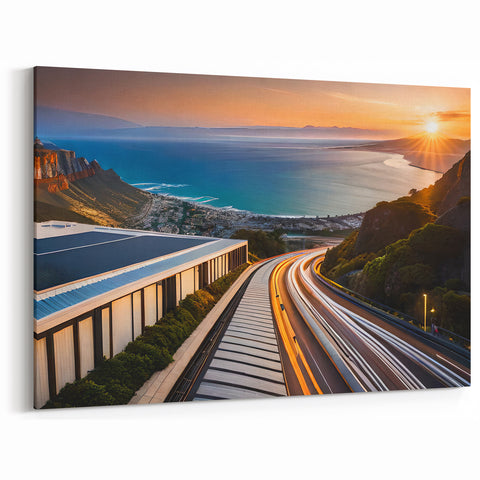 South Africa Wall Art - Coastal Road Sunset with Ocean Views