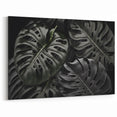 Dark Monstera Leaf Wall Art - Tropical Minimalist Botanical Decor