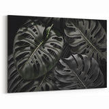 Dark Monstera Leaf Wall Art - Tropical Minimalist Botanical Decor