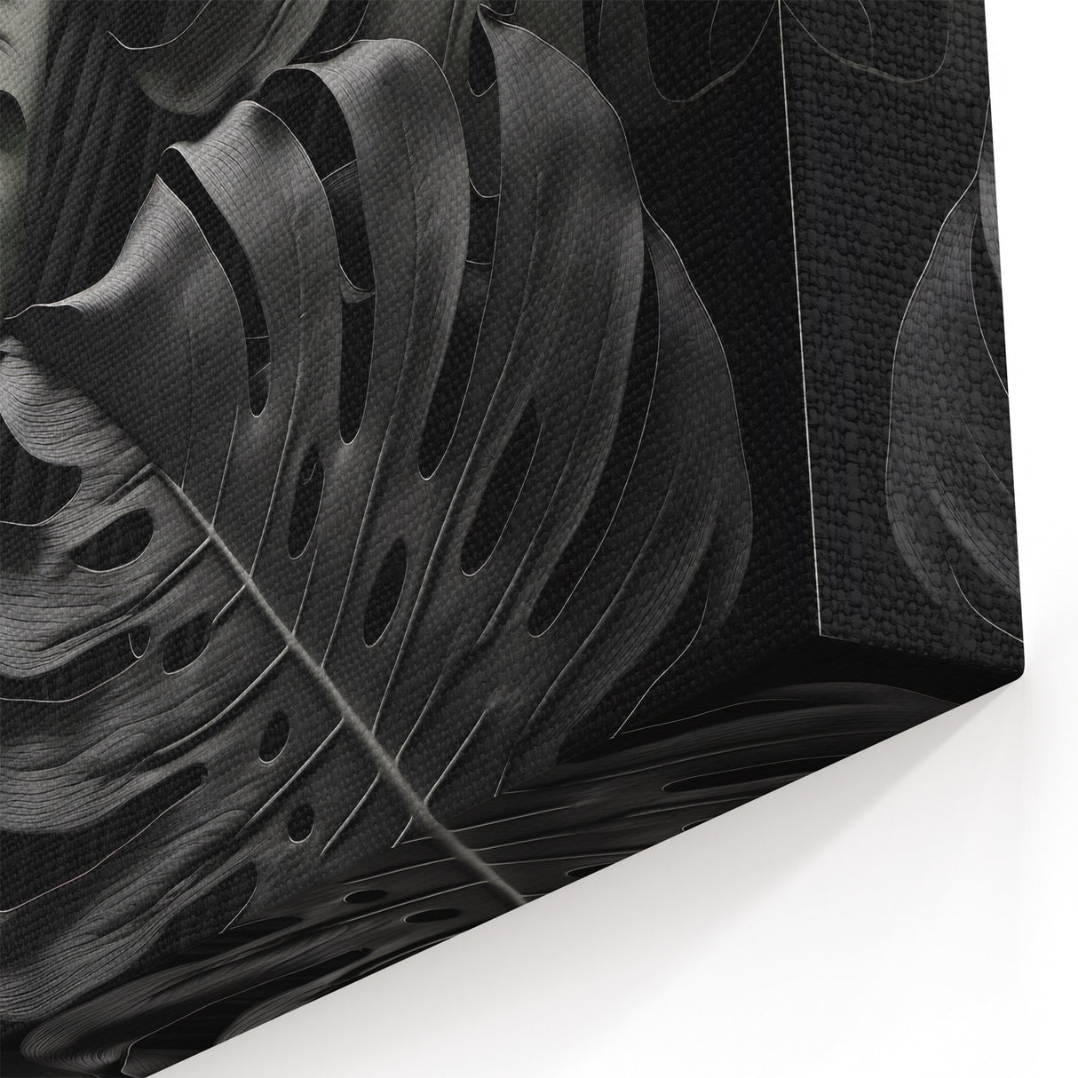 Dark Monstera Leaf Wall Art - Tropical Minimalist Botanical Decor