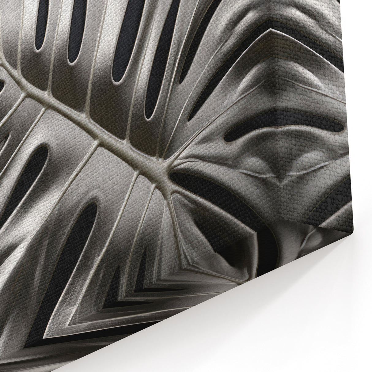 Silver Metallic Monstera Leaf Wall Art - Elegant Botanical Modern Decor