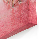 Yucatan Canvas Art - Vibrant Yucatan Pink Lakes and Scenic Wooden Pier