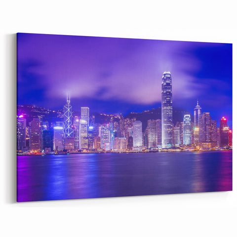 Hong Kong Cityscape Prints - Vibrant Victoria Harbour Night Scene Art