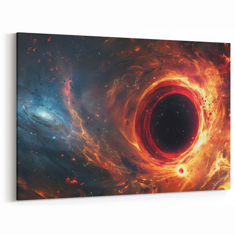 Fiery Black Hole Wall Art | Cosmic Space-Themed Canvas Print | Galaxy Decor