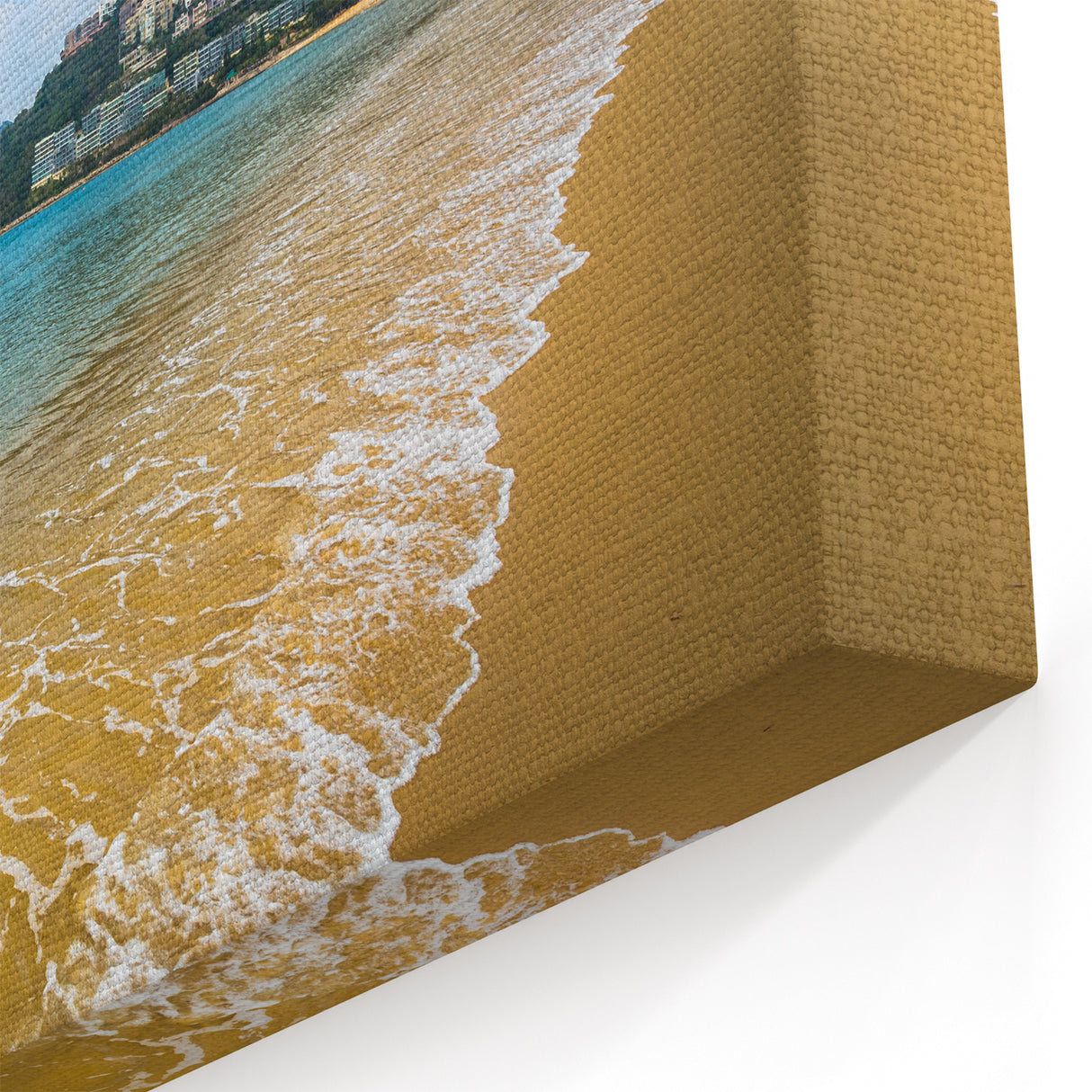 Hong Kong Seaside Art - Serene Beach and Skyline Wall Decor
