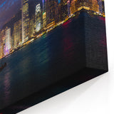 Hong Kong Night Scene Art - Vibrant Junk Boat and Skyline Wall Decor