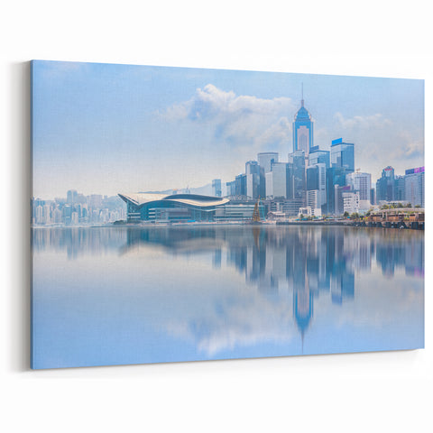 Hong Kong Skyline Art - Serene Victoria Harbour Reflections Wall Decor