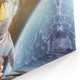 Astronaut Wall Art: Space Explorer Canvas with Cosmic Sunburst