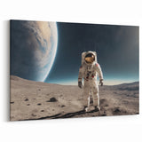 Astronaut Wall Art: Space Explorer Canvas on Lunar Landscape