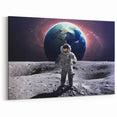 Astronaut Wall Art: Space Explorer Canvas with Earth and Galaxy View