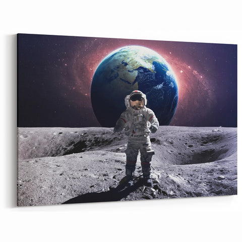 Astronaut Wall Art: Space Explorer Canvas with Earth and Galaxy View