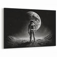 Astronaut Wall Art: Black and White Space Explorer Canvas with Moon View