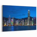 Hong Kong Skyline Night Art - Vibrant Victoria Harbour Cityscape Print