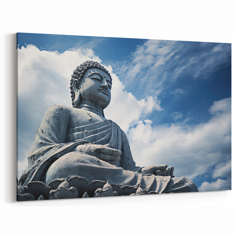 Tian Tan Buddha Wall Art - Majestic Hong Kong Landmark Under Sky