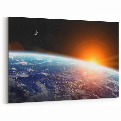 Earth from Space Wall Art - Stunning Sunrise Over Planet Earth Prints