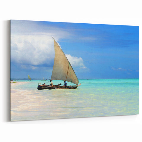 Zanzibar Beach Art - Tranquil Sailing on Tanzanian Waters Canvas Print