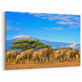 Majestic Tanzania Wall Art - Serengeti Elephants and Kilimanjaro Canvas Print