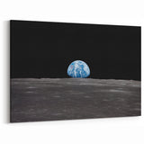 Earthrise Over the Moon Wall Art - Iconic Earth from Space Decor Print