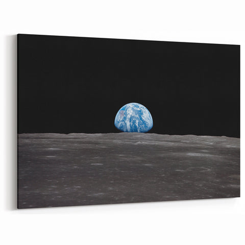 Earthrise Over the Moon Wall Art - Iconic Earth from Space Decor Print