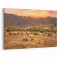 Ngorongoro Wildlife Art - Grazing Zebras and Wildebeests Canvas Print