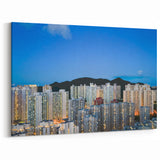 Hong Kong Skyline Art - Vibrant High-Rise Cityscape at Dusk Wall Decor