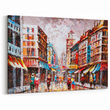 Hong Kong Street Art - Colorful Textured Urban Scene Wall Decor