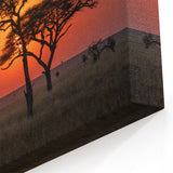 Tanzania Sunset Art - Birds in Flight Over African Trees Canvas Print