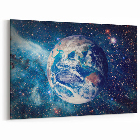 Earth and Stars Wall Art - Vibrant View of Earth in the Cosmos Decor