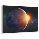 Earth and Sun Wall Art - Stunning Space and Sunrise Decor Print