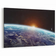 Sunrise Over Earth Wall Art - Space View of Earth with Moon Decor