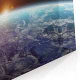 Sunrise Over Earth Wall Art - Space View of Earth with Moon Decor